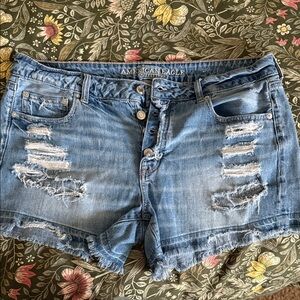 American Eagle Outfitters Light Blue Ripped Jean Shorts